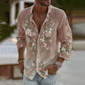 Men's Vintage Gradient Floral Embroidered Comfy Linen Shirt elevenforest