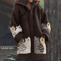 Vintage Cat Embroidery Art Print Cozy Button Sweater elevenforest