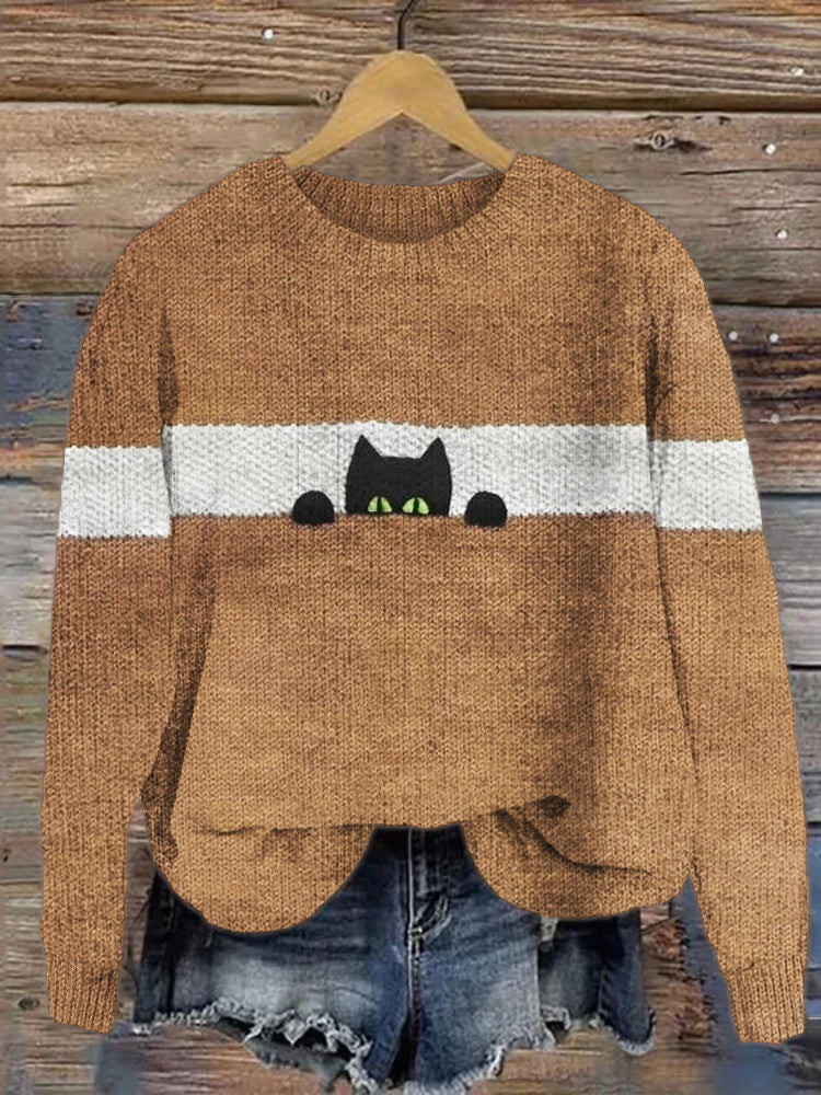 Funny Cat Knit Cozy Sweater elevenforest