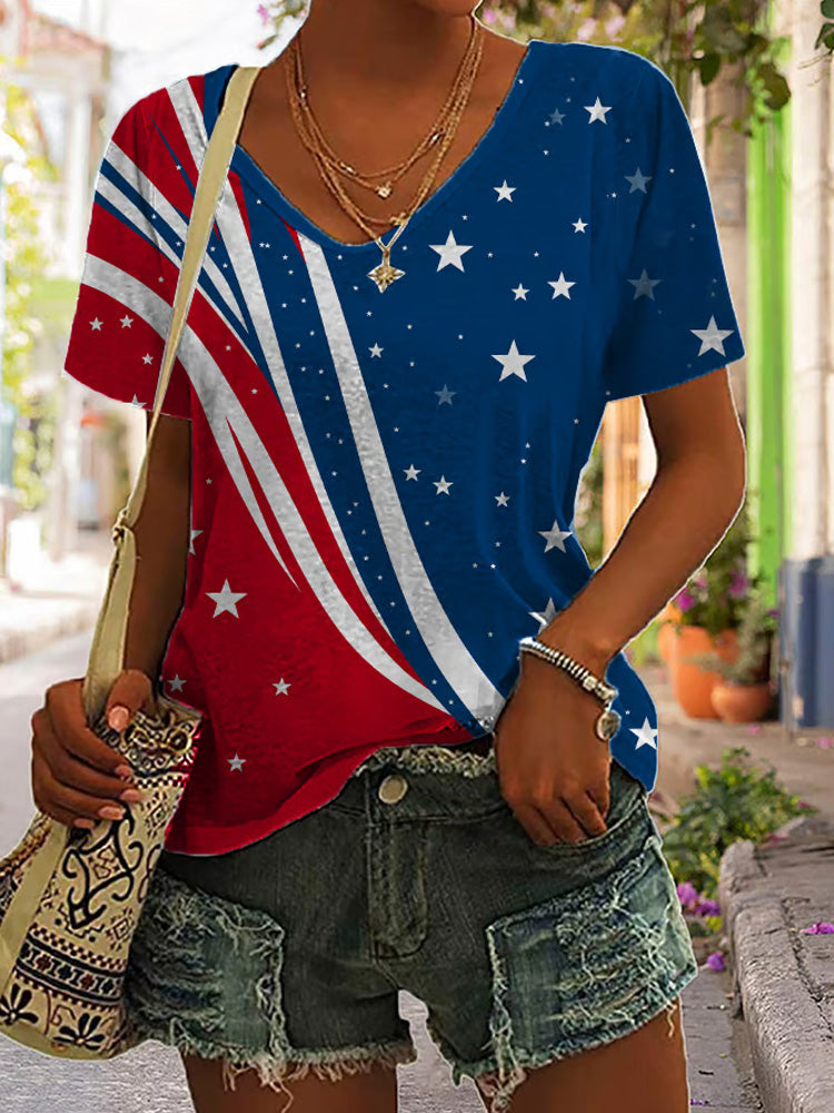 Comstylish Women's America Flag Print T-shirt
