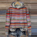 Vintage Fairman Island Pattern Contrast Jacquard Hooded Sweater elevenforest