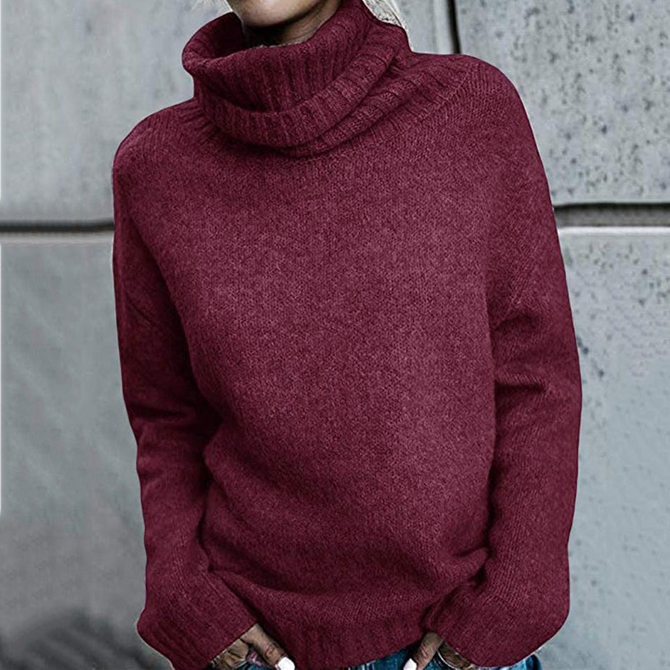 Vintage Irregular Turtleneck Long Sleeve Knitted Sweater elevenforest