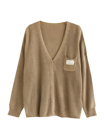 6 Colors Urban Split-joint Color V-neck Cardigan Top