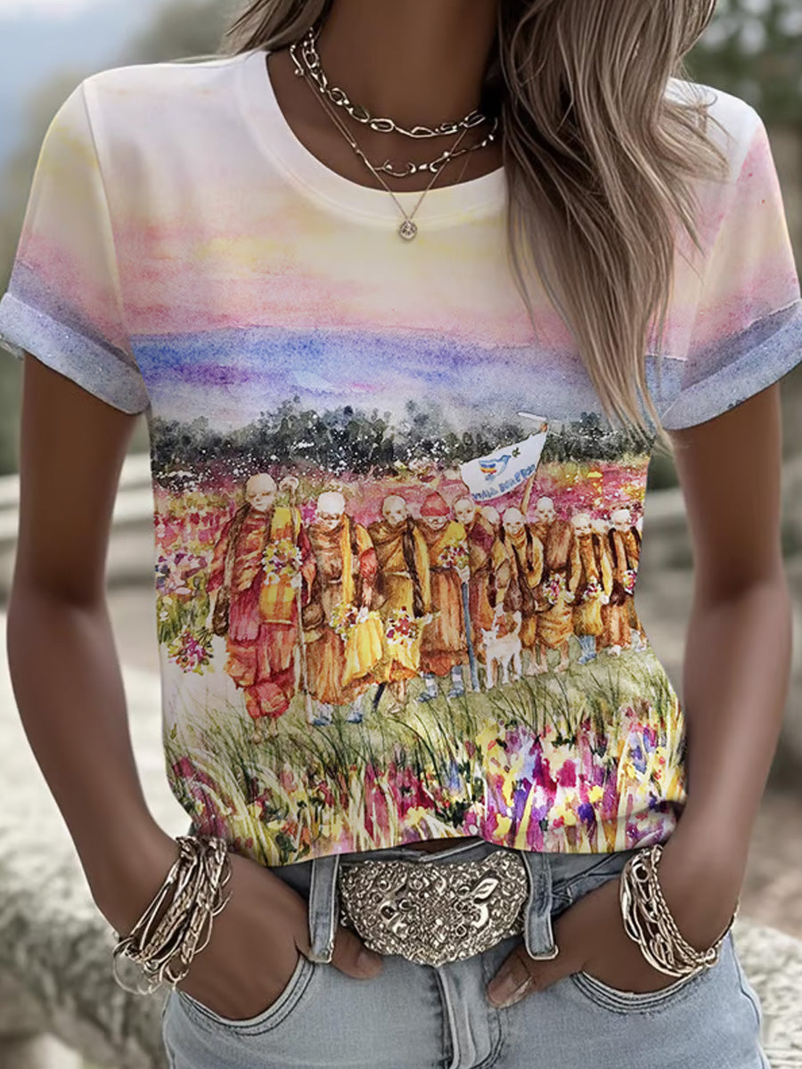 Comstylish Women's Walk For Peace Art Print T-shirt