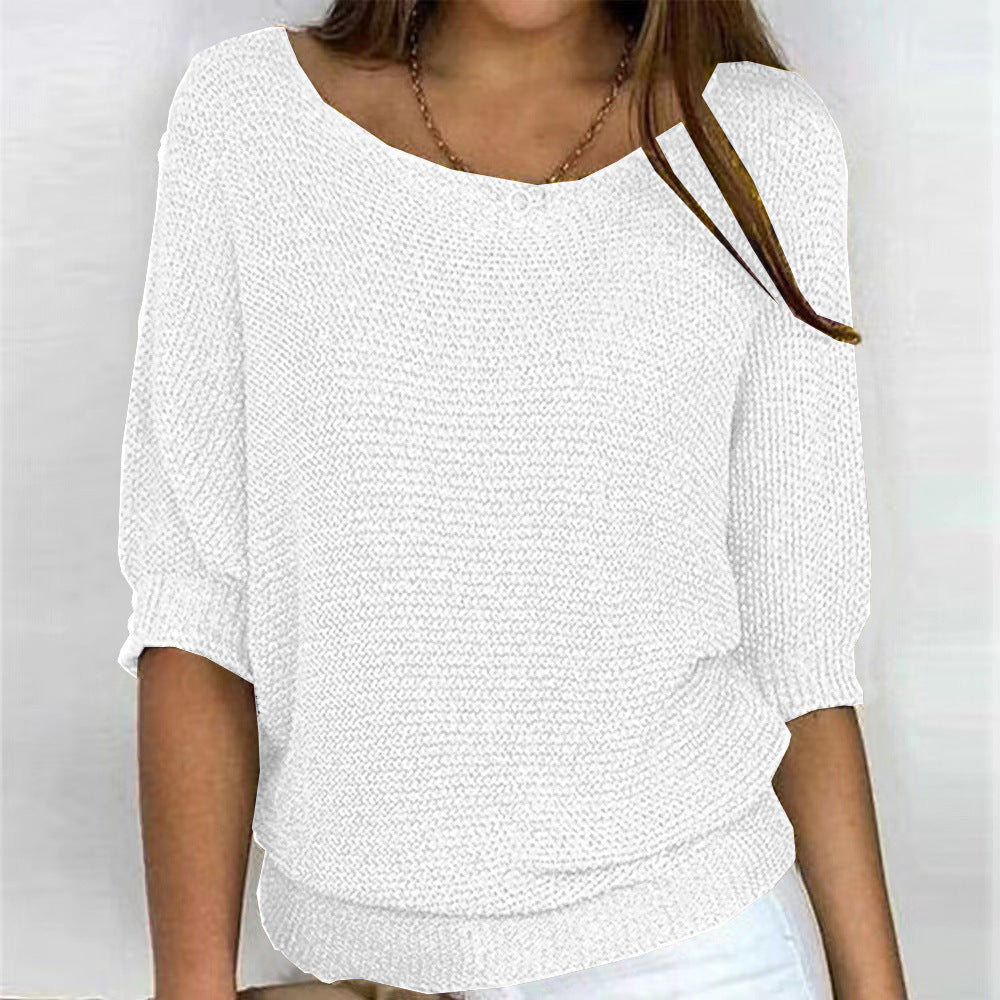 Vintage Solid Color V Neck Comfy Sweater elevenforest