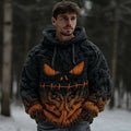 Men's Halloween Spooky Face Gradient Inspired Knitted Cozy Hooded Sweater elevenforest