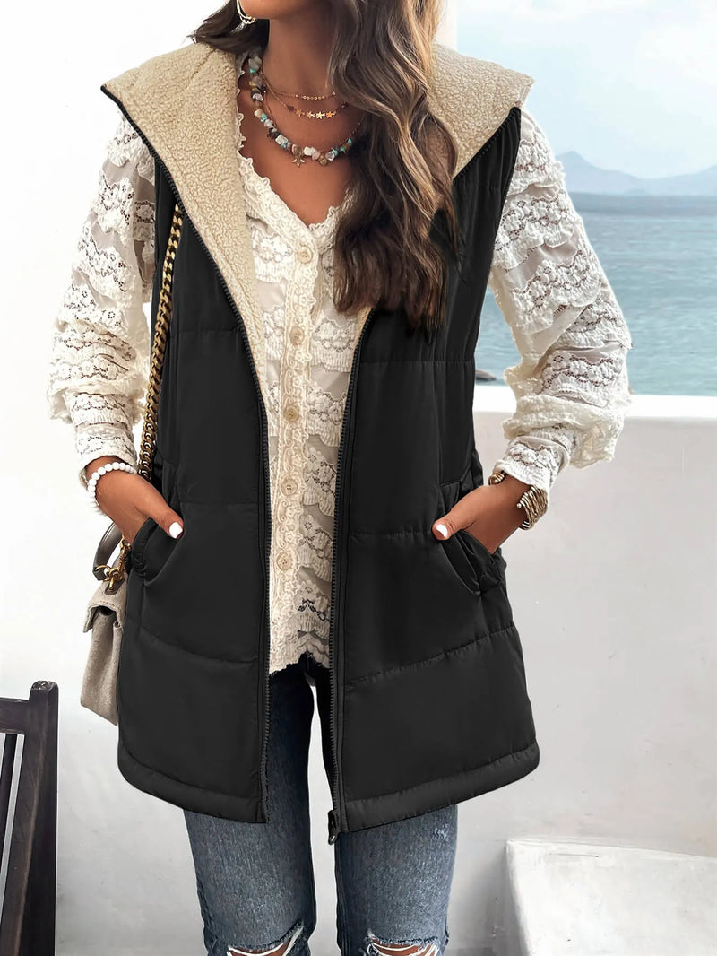 Fall and Forever Hooded Puffer Vest - Black