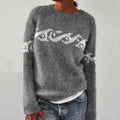 Retro Surf Jacquard Knit Crew Neck Sweater elevenforest