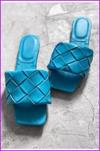 Weave Leather Slippers F1147