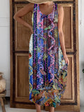 Vintage Boho Floral Embroidered Linen Tank Dress elevenforest