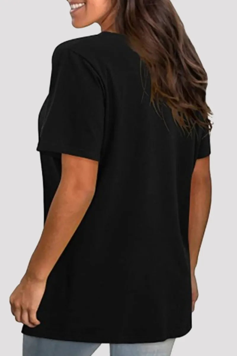 Patchwork Leopard Contrast O Neck T-shirts(4 Colors)
