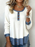 Women'S Casual Loose Contrast Color Stitching Top 