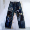 Japanese Style Sashiko Patchwork Design Jeans elevenforest