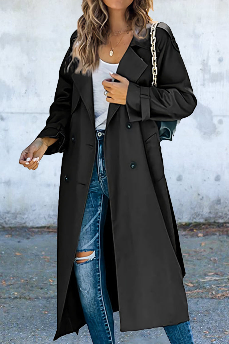 Work Patchwork Turndown Collar Outerwear