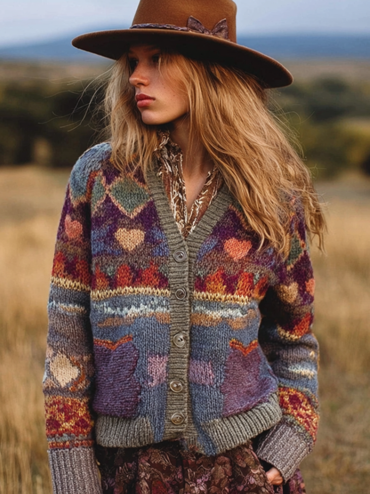 Comstylish Women's Retro British Style Button Casual Knitted Sweater Coat