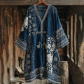 Japanese Floral Patchwork Art Print Comfy Maxi Dress elevenforest