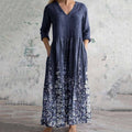 Comstylish Vintage Floral Art Print Women's Linen Dress