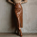 Comstylish Retro Sexy Button Slit Slim High Waist Bag Hip Skirt