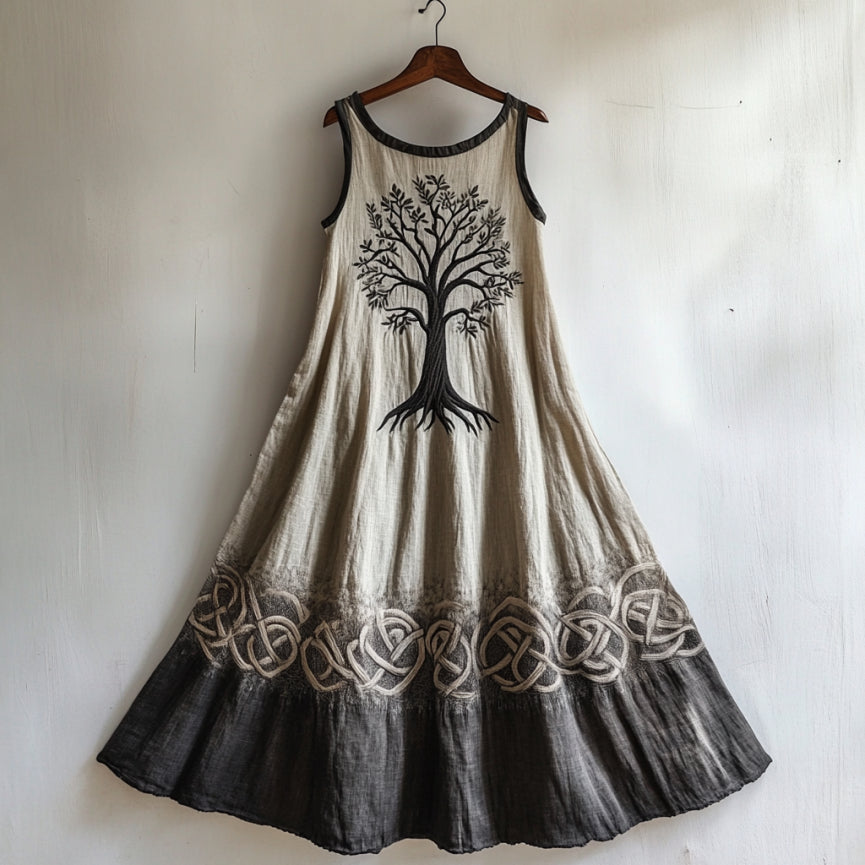 Viking Life Of Tree Celti Art Linen Tank Dress elevenforest
