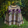 Women's Vintage Floral Embroidery Linen Blend Loose T-shirt elevenforest