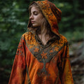 Vintage Fall Leaves Tree Of Life Embroidered Dyed Hoodie elevenforest