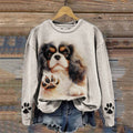 Comstylish Cavalier King Charles Spaniel Dog Watercolor Paw Prints Sweatshirt