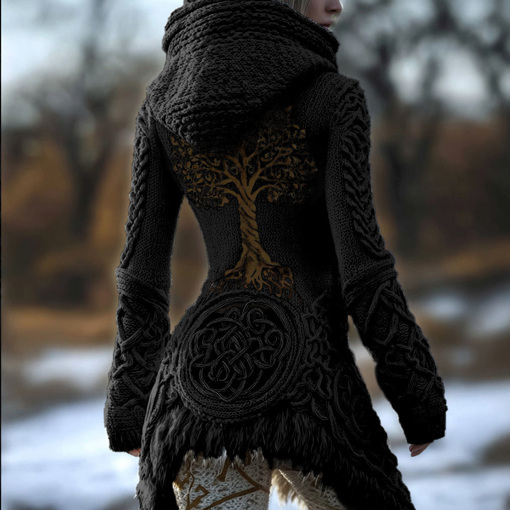 Viking Tree Of Life Celtic Knot Warm Hooded Sweater artswardrobe