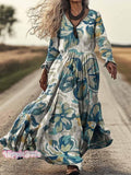 Women's Floral Art Print Pocket Cotton Dress