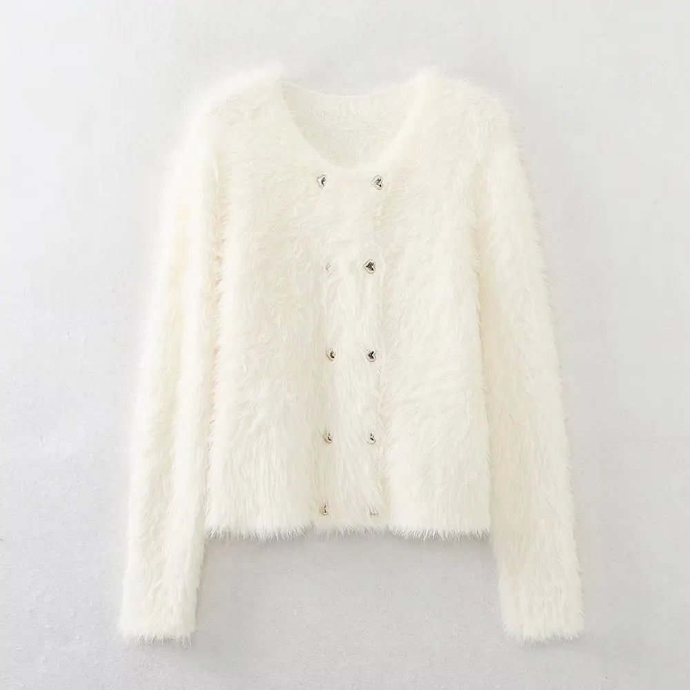 Gentle Mink Fur Sweater Coat: ’s Winter Knit Cardigan