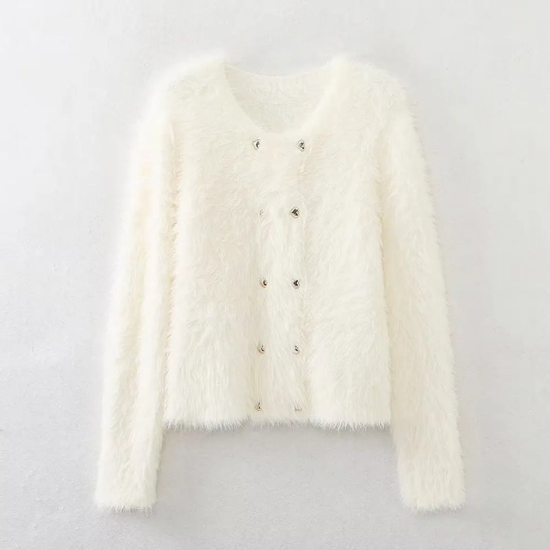 Gentle Mink Fur Sweater Coat: ’s Winter Knit Cardigan