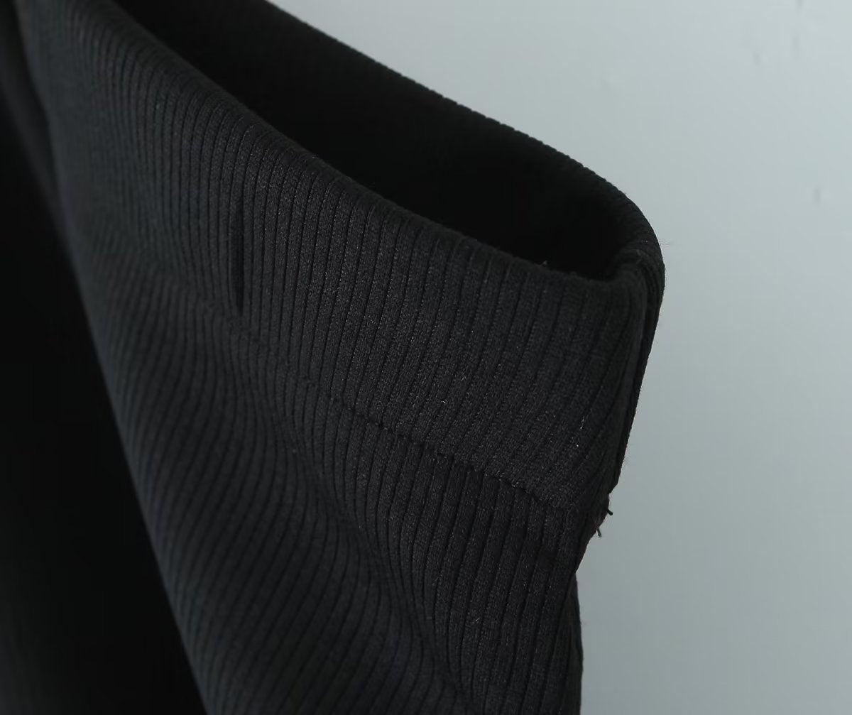 Spring Long Sleeve Collared Single Breasted Knitted Cardigan Slit Sheath Skirt Set