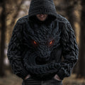 Men's Vintage Viking Dragon Style Celtic Thick Hooded Sweater elevenforest