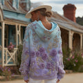 Women's Retro Purple Rose Gradient Pattern Casual Comfort Hoodie elevenforest