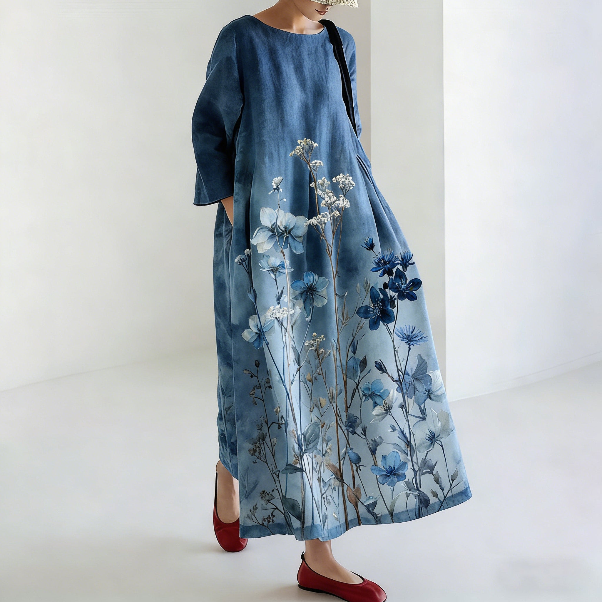 Comstylish Women's Japanese-style Tie-dye Floral Print Dress