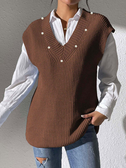 Beatriz® | Beaded V-neck sweater vest