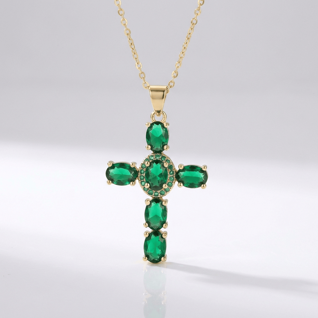 Colorful Gemstones Cross Necklaces