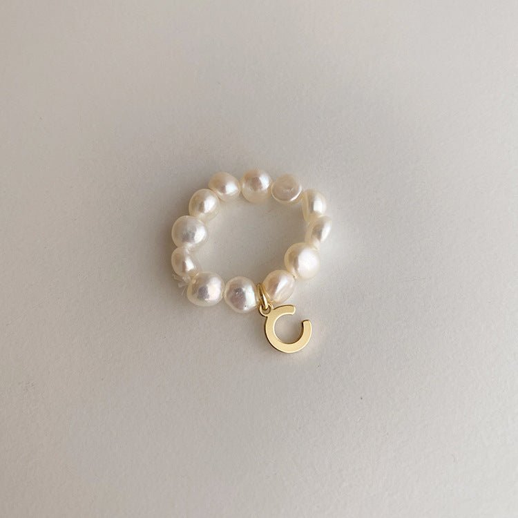 [] Pearl Initial Ring