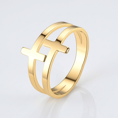 Grace Double Cross Silver Ring