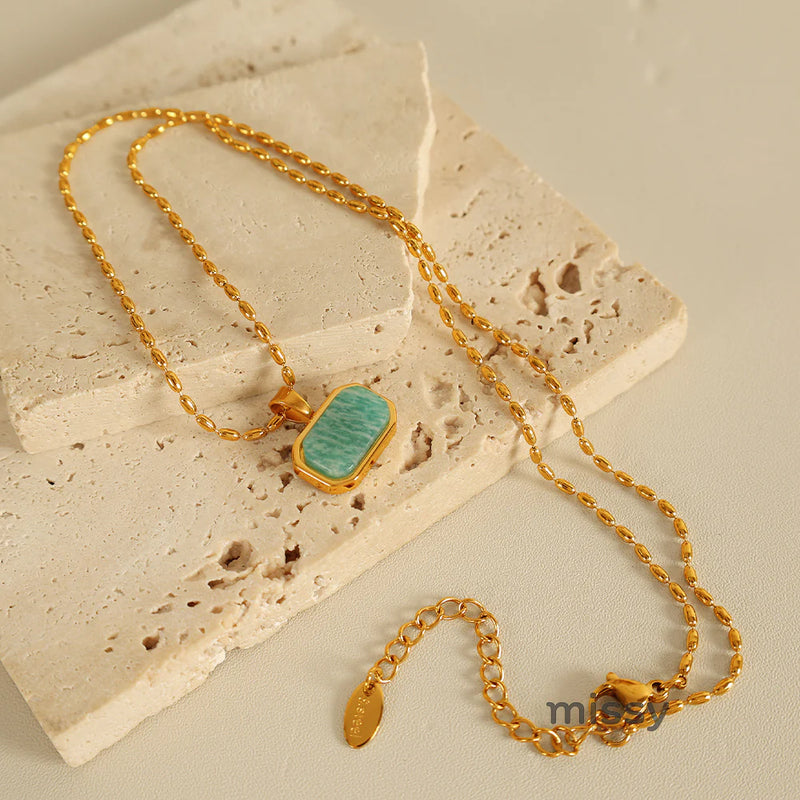 Amalie Amazonite Gold Necklace