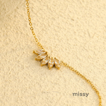 Tommie Zircon Petal Leaf Necklace
