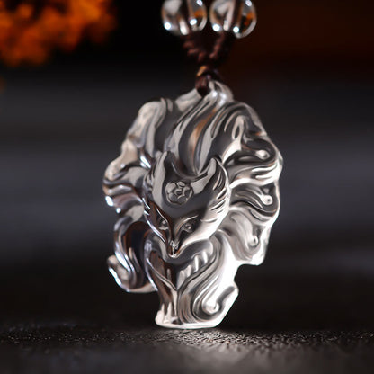 Natural Amethyst Nine Tailed Fox Luck Necklace