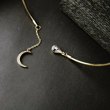 Enchanted Moon & Crystal Drop Necklace