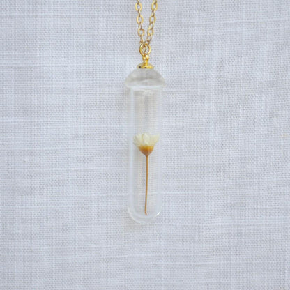 Daisy Flower in Glass Long Necklace