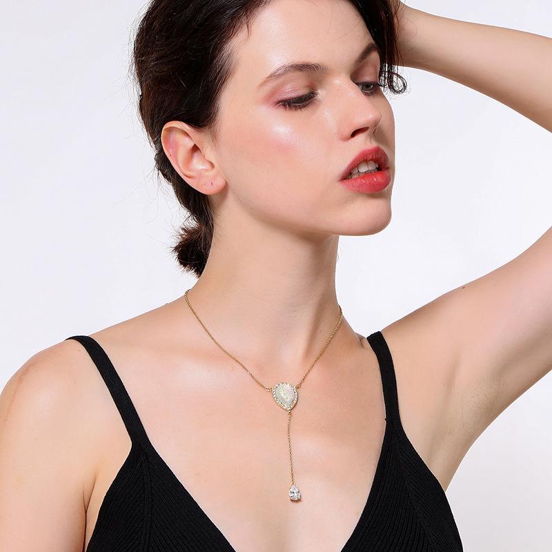 Delicate Opal Crystal Necklace
