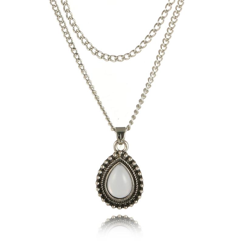 Double Layer Water Drop Opal Necklace