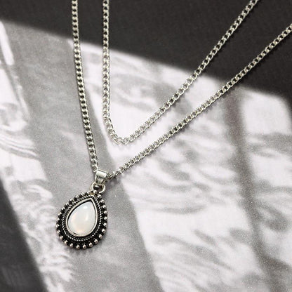 Double Layer Water Drop Opal Necklace