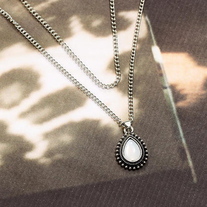 Double Layer Water Drop Opal Necklace