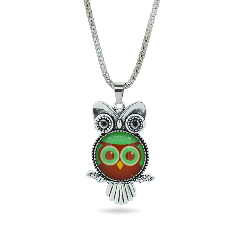 Glass Owl Pendant Necklace