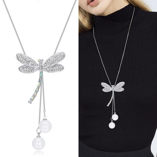 Dragonfly Pearl Necklace