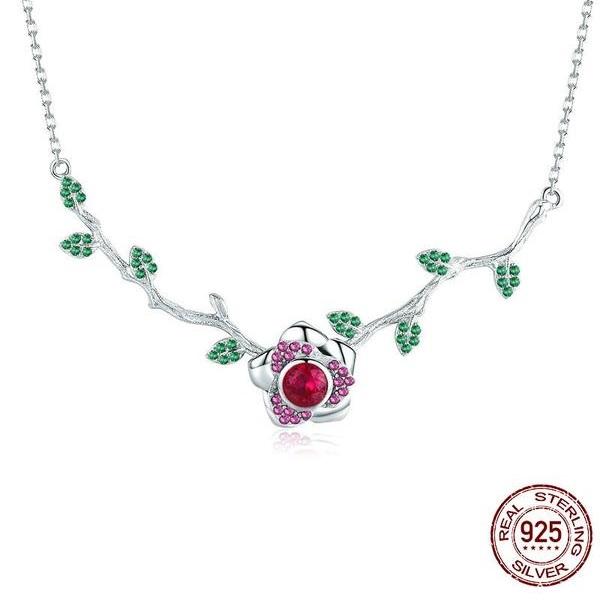 Majestic Rose Silver Necklace